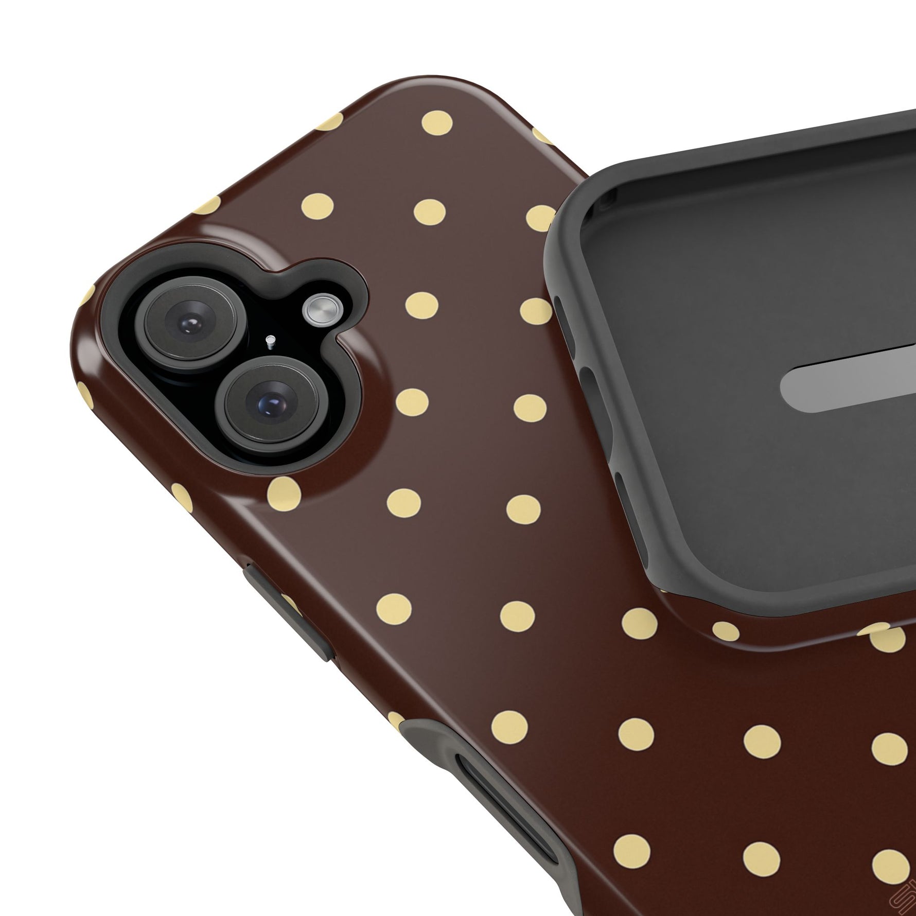 Polka Dot iPhone Case — Brown & Cream MagSafe Protective Cover