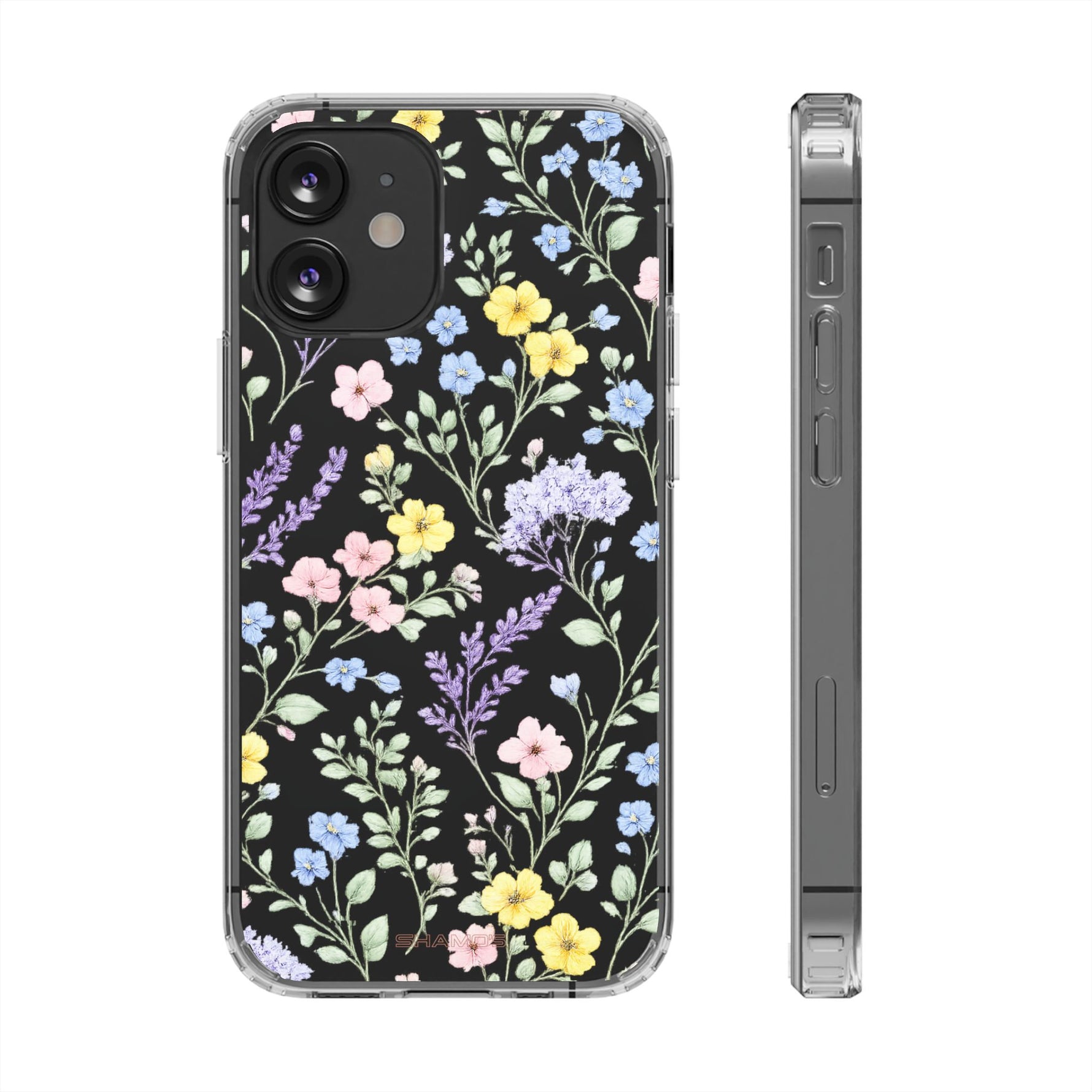 Clear Floral Impact-Resistant Phone Case — Pastel Wildflower Design