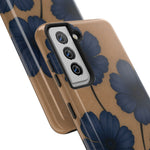 Navy Floral Tough iPhone Case — Durable Protective Case with Blue Flowers on Kraft Background  Shamo's