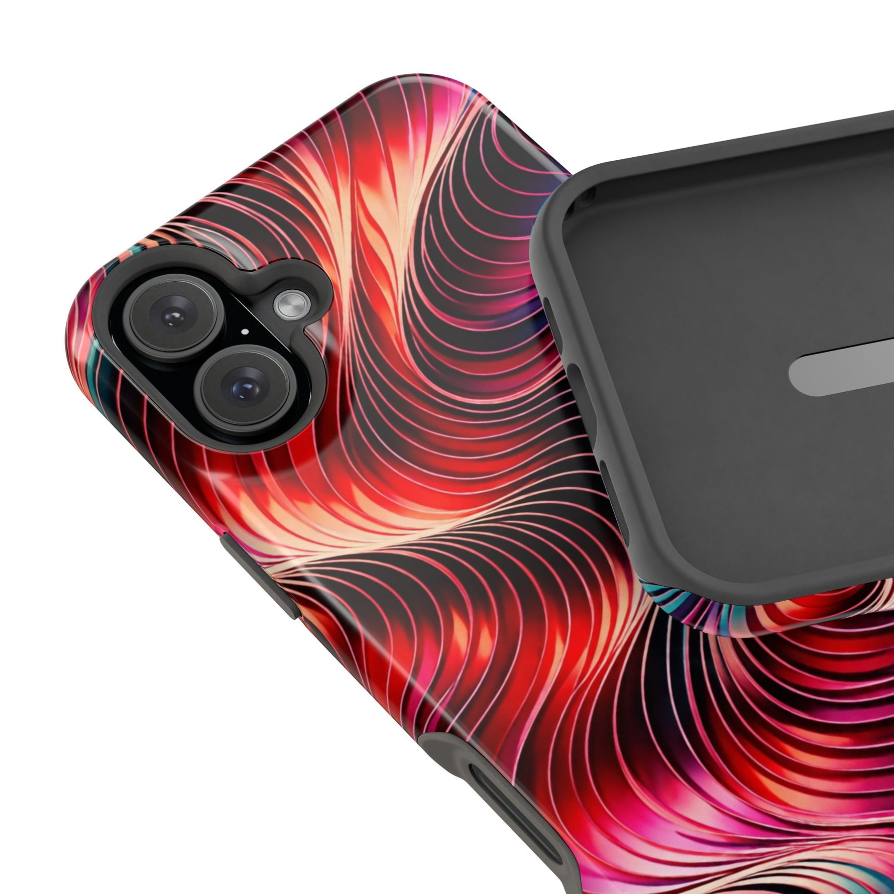 Abstract Red Wave Magnetic Impact-Resistant Phone Case | MagSafe
