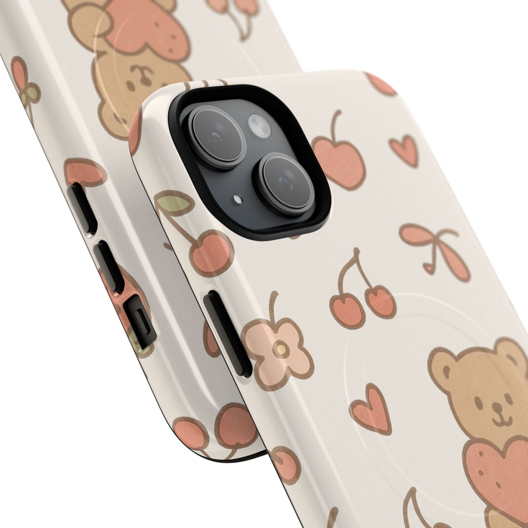 Teddy Berry Cozy Strawberry Pattern iPhone Case with MagSafe