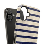 Navy & Cream Ribbed Holiday Sweater Design iPhone Case with MagSafe compatibility