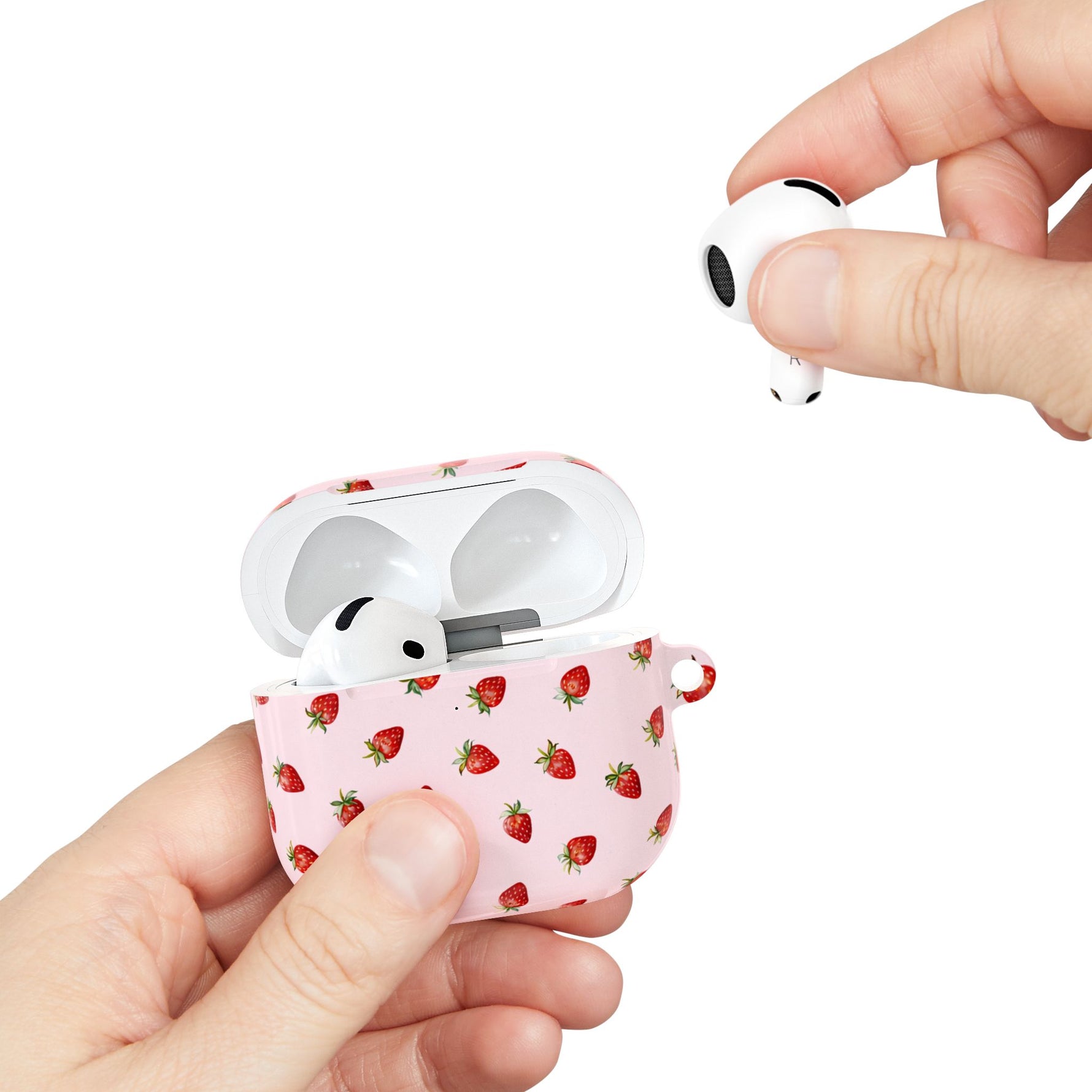 Strawberry Pattern AirPod Case | Cute Pink Protective Cover