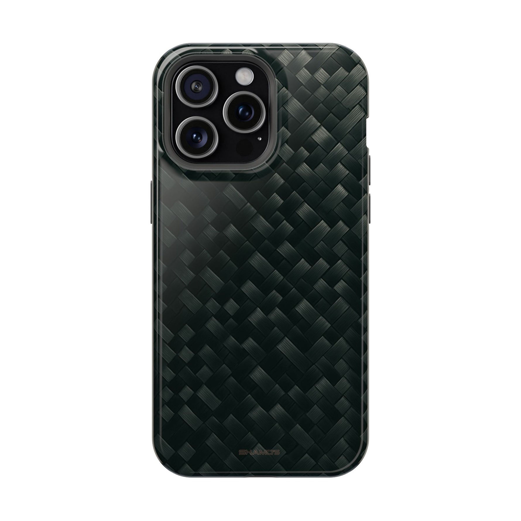 Dark Carbon Fiber Texture Magnetic Impact-Resistant iPhone Case | MagSafe compatible - iPhone 15 Pro Max / Glossy - Shamo's
