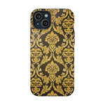 Gold Damask Magnetic Impact-Resistant iPhone Case with MagSafe Compatibility