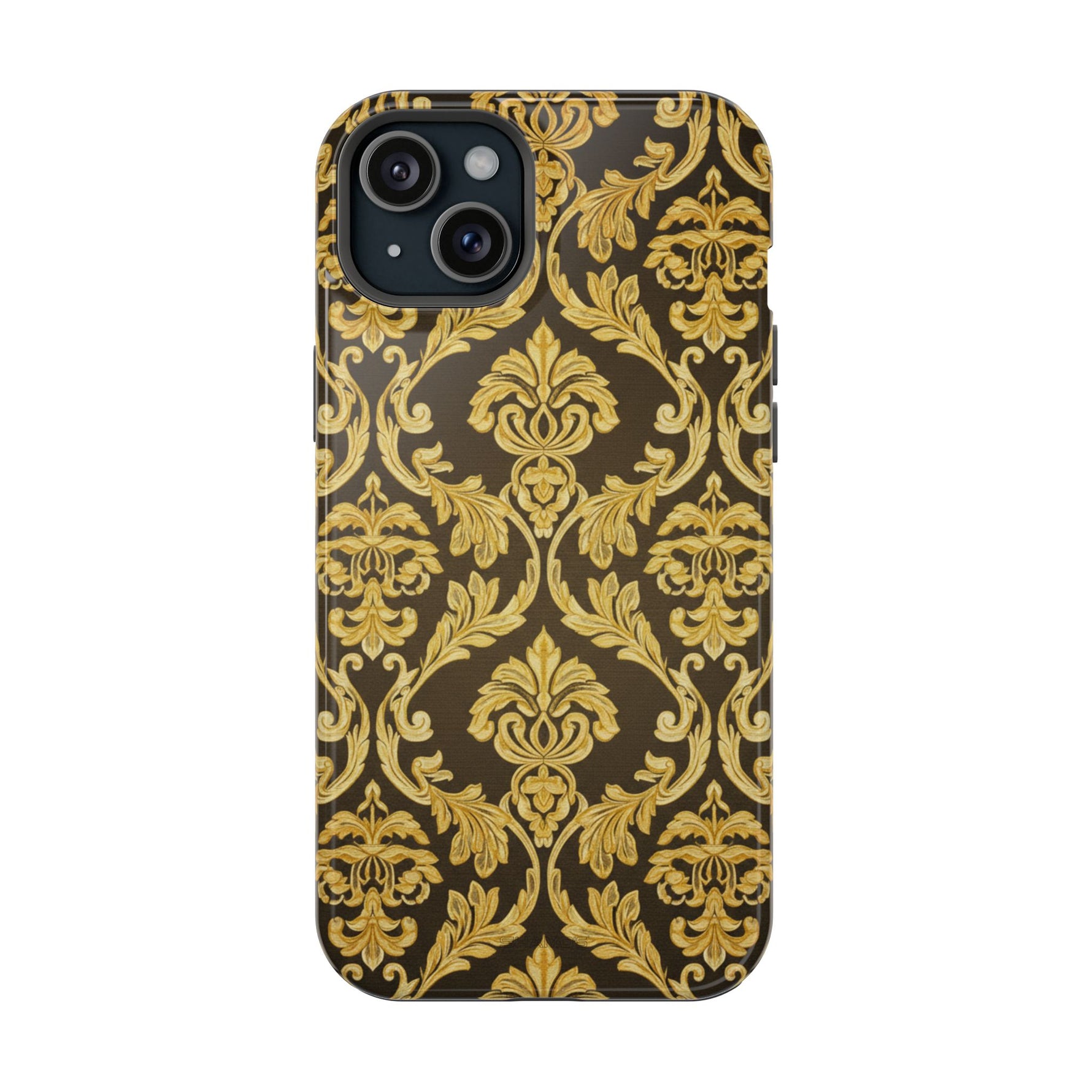 Gold Damask Magnetic Impact-Resistant iPhone Case with MagSafe Compatibility