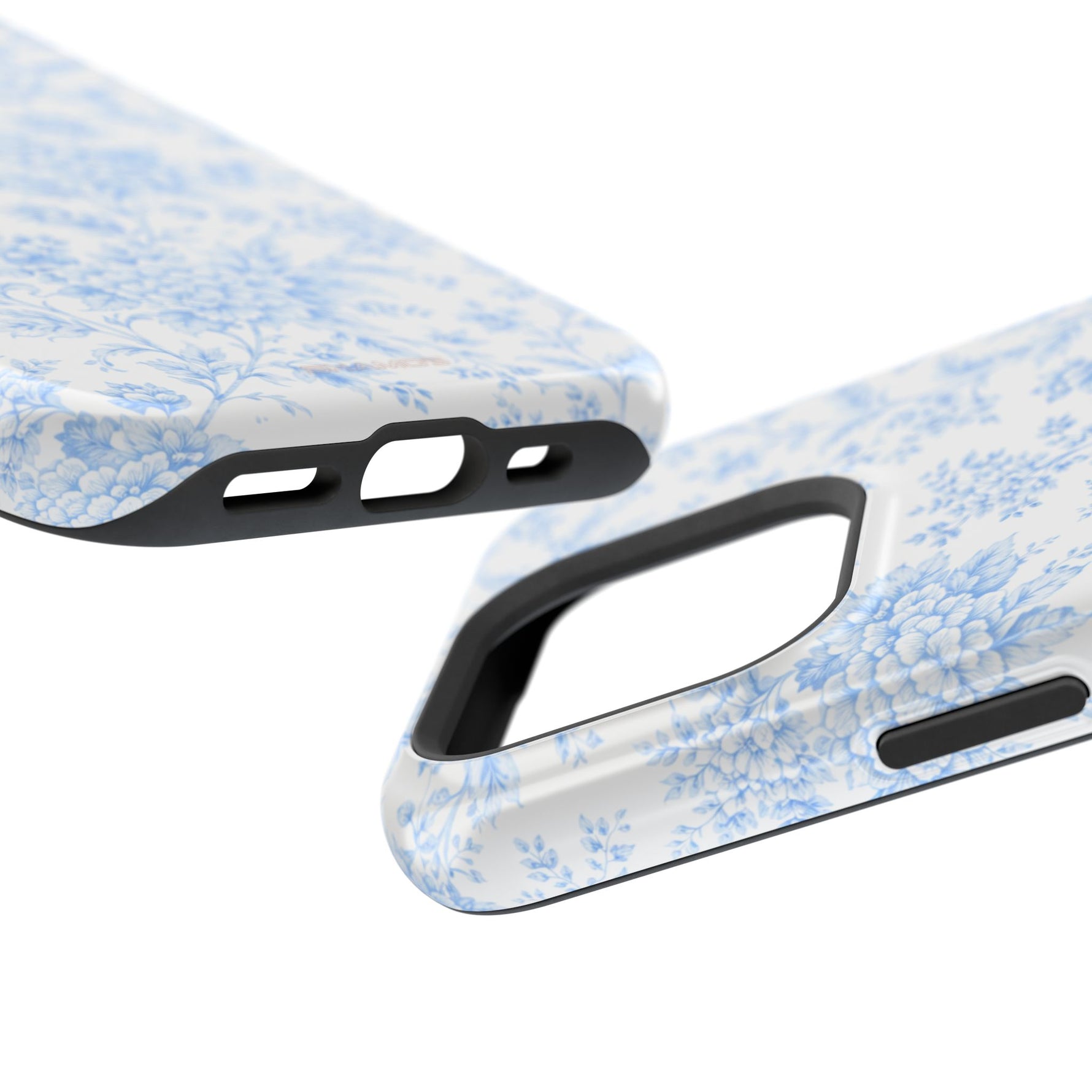 Preppy Look Blue Floral Impact-Resistant Phone Case and MagSafe Compatible