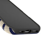 Navy & Cream Ribbed Holiday Sweater Design iPhone Case with MagSafe compatibility