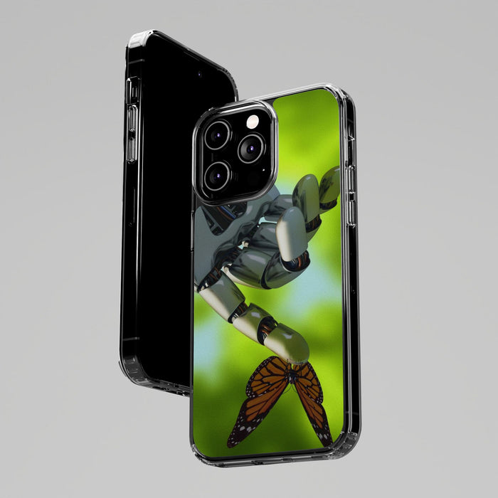 Clear Phone Cases with Robotic hand and Butterfly theme