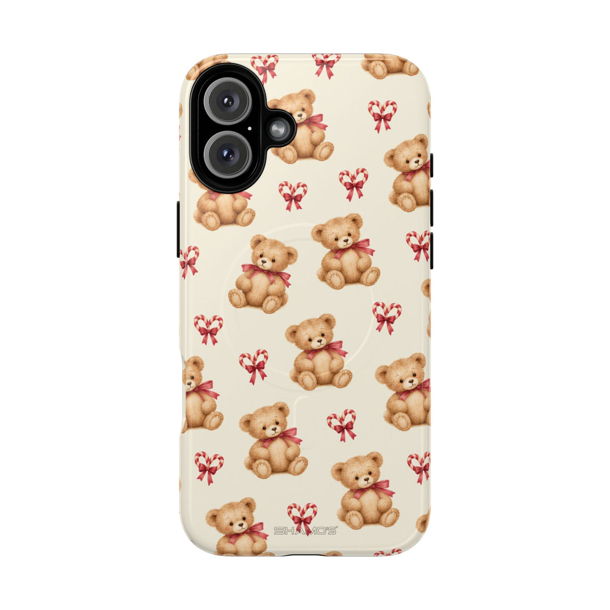 Coque iPhone Ourson des fêtes et sucres d’orge en forme de cœur avec MagSafe