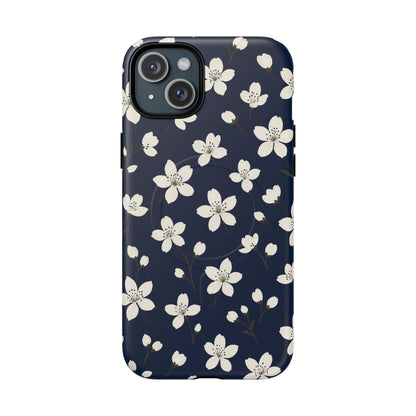 Navy Blossom Floral iPhone Case | MagSafe
