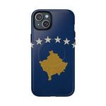 Kosovo Flag Tough iPhone Case — Navy Blue Stars & Gold Map (MagSafe compatible)  Shamo's iPhone 15 Plus / Glossy