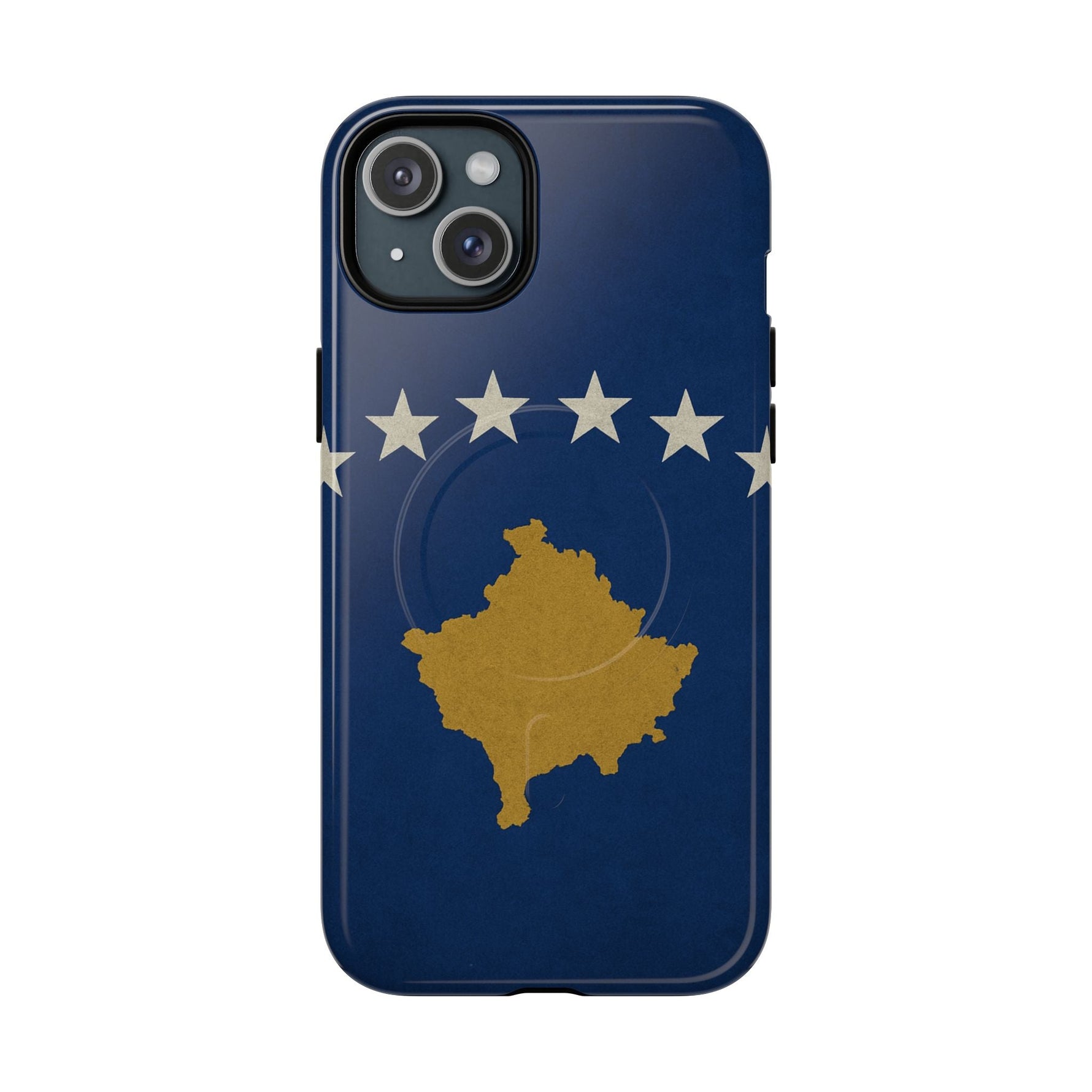 Kosovo Flag Tough iPhone Case — Navy Blue Stars & Gold Map (MagSafe compatible)  Shamo's iPhone 15 Plus / Glossy