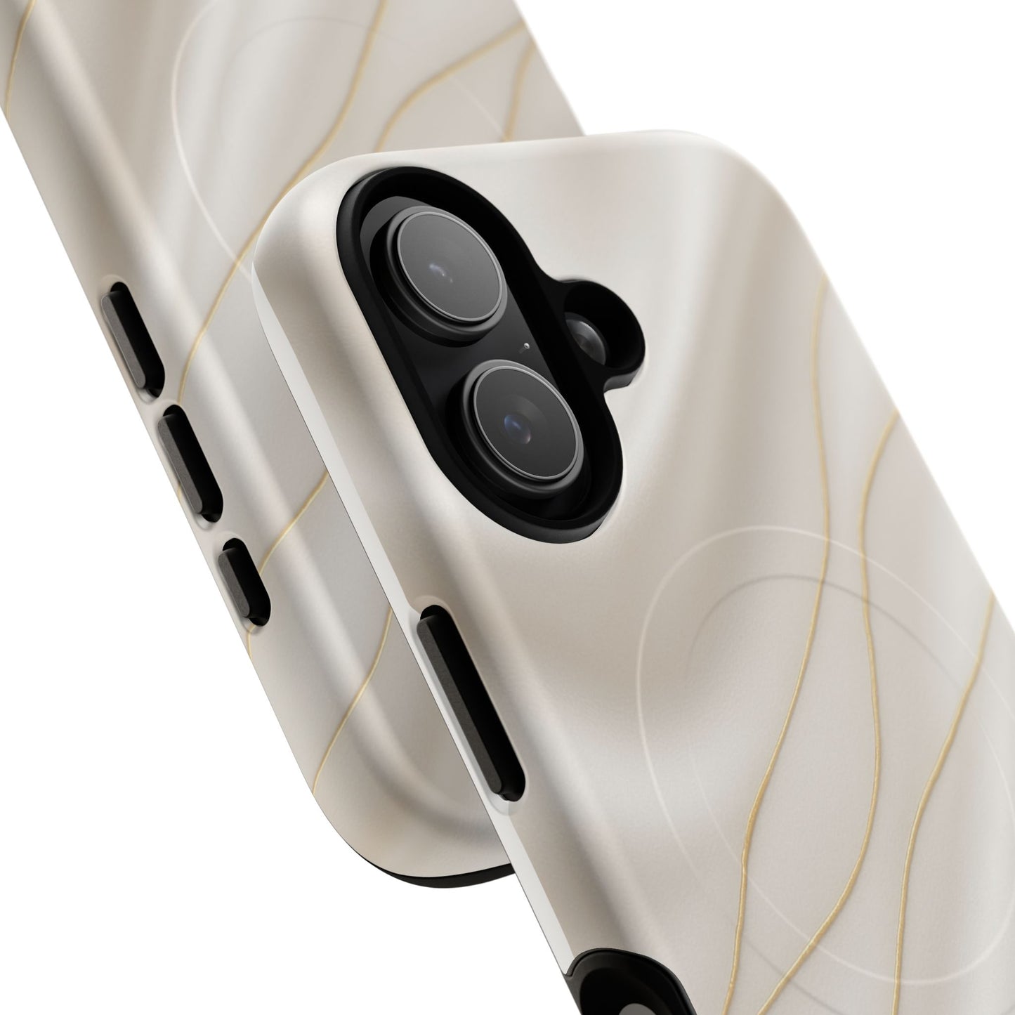 White Silk Gold Luxury iPhone Case with MagSafe