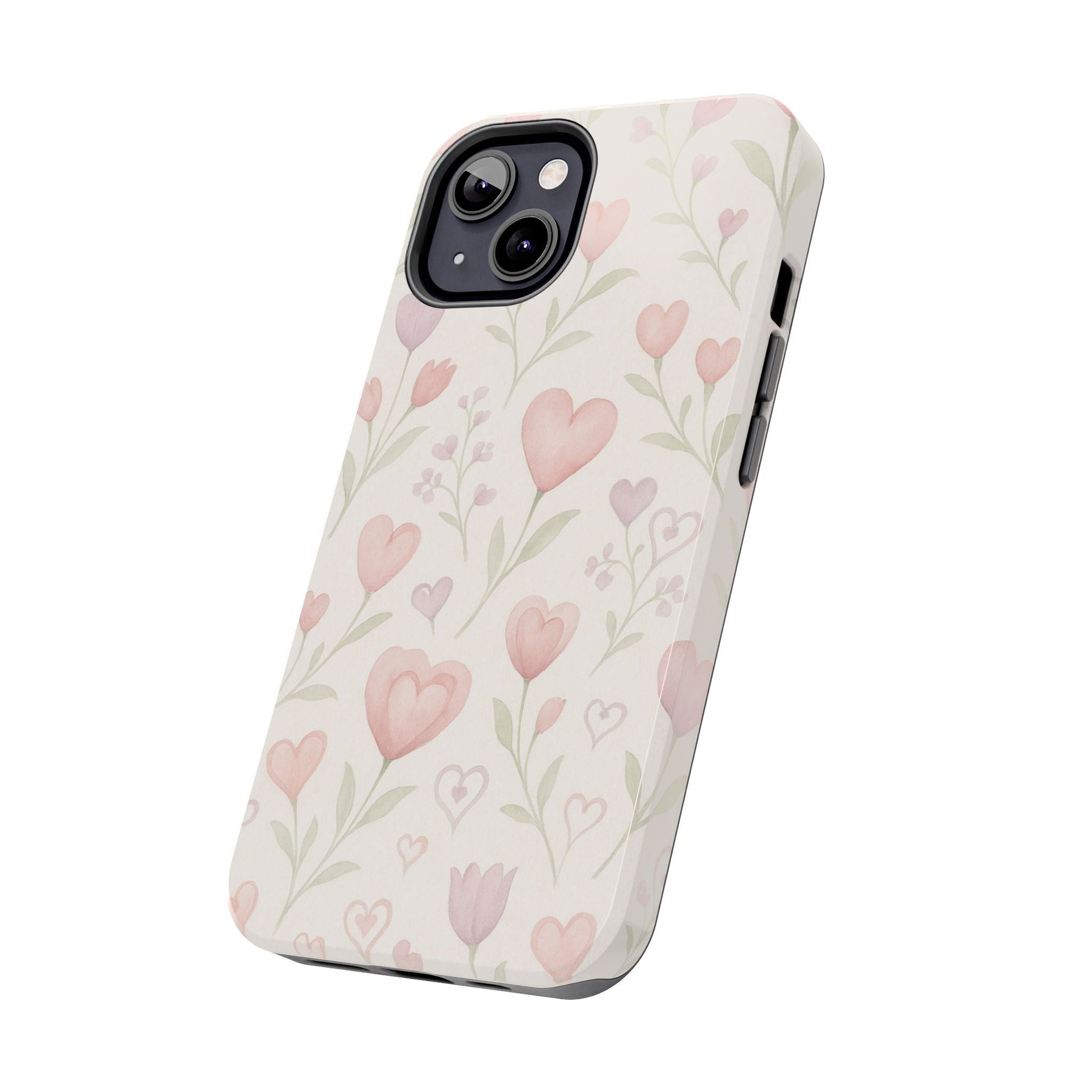 Pink Watercolor Heart Floral Pattern | Tough Impact Phone Case  Shamo's