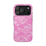 Pink Lingerie Lace Print Impact-Resistant iPhone Case | MagSafe - iPhone 17 Pro / Glossy - Shamo's