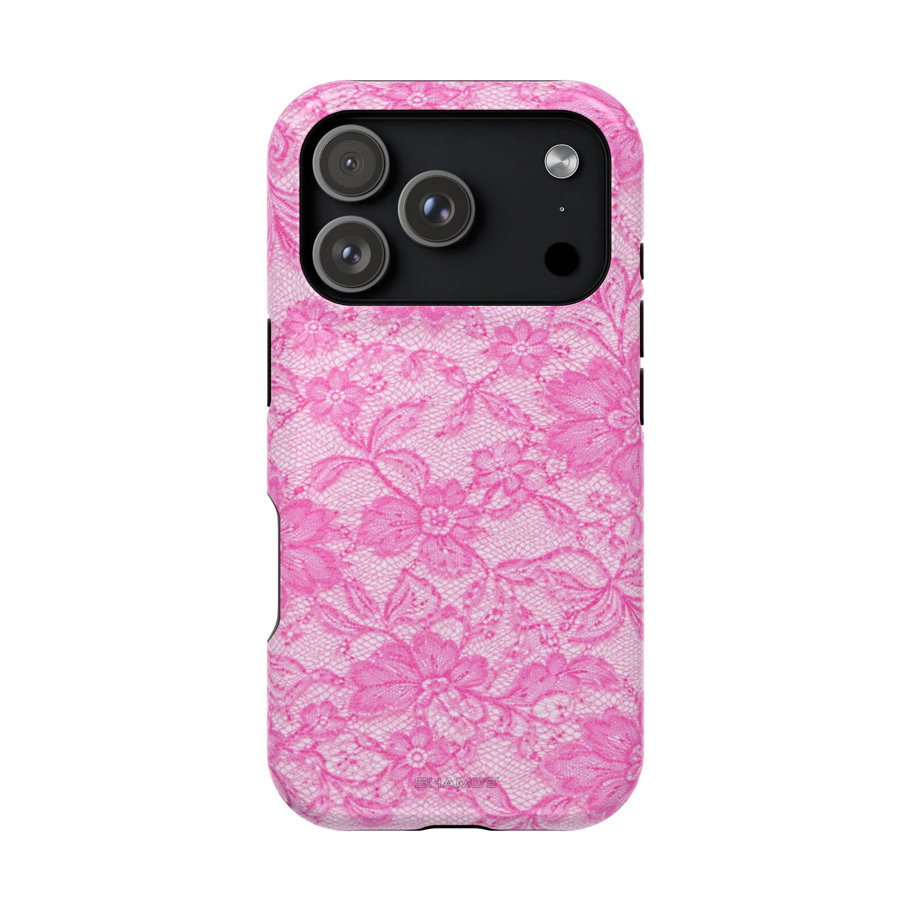 Pink Lingerie Lace Print Impact-Resistant iPhone Case | MagSafe - iPhone 17 Pro / Glossy - Shamo's