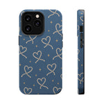 Lasso Hearts – Blue Western Heart MagSafe Phone Case, glossy iPhone 13 Pro, rear and side profile