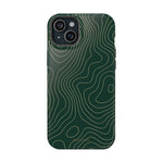 Topographic Green Magnetic Impact-Resistant iPhone Case | MagSafe compatible