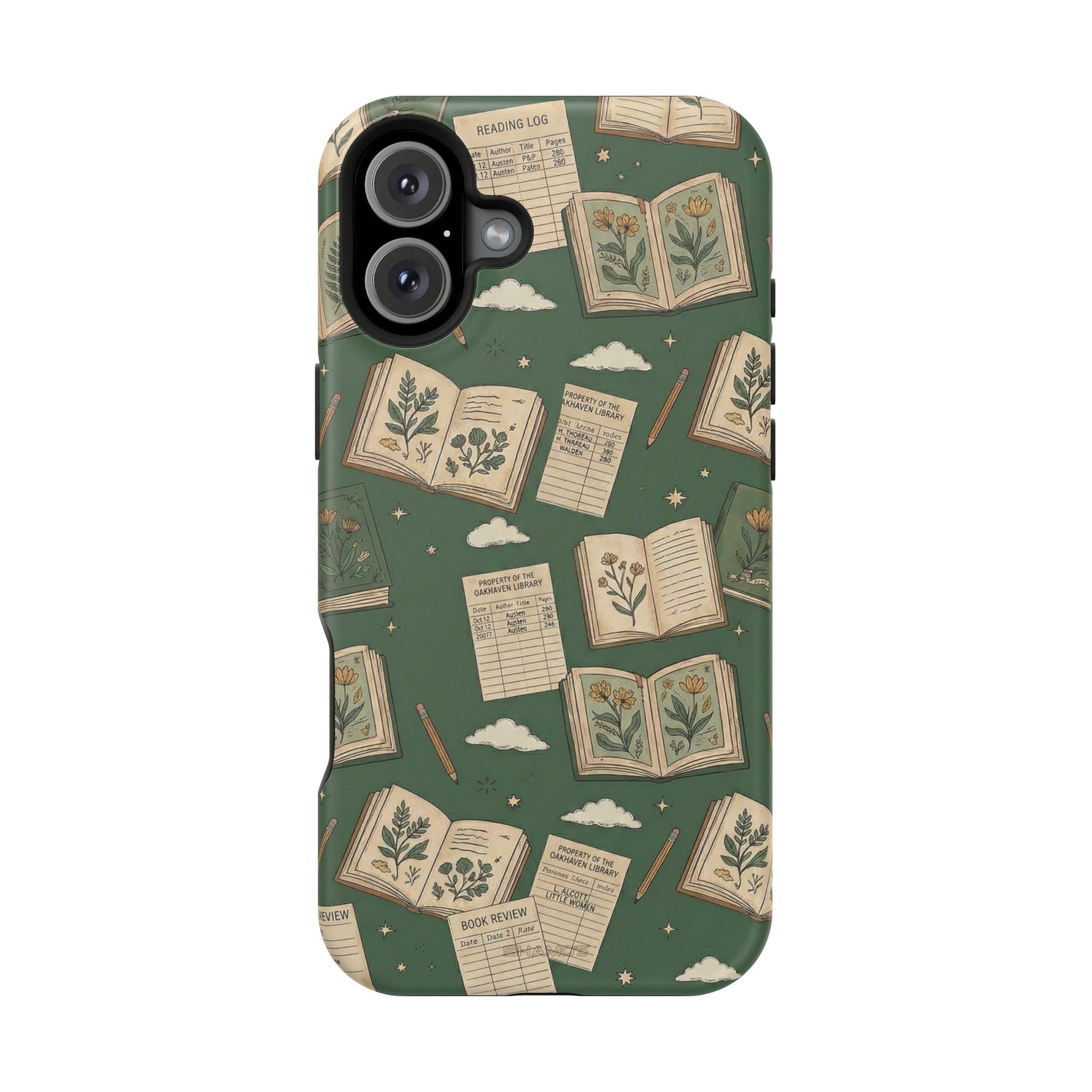 Botanical Journal Pattern iPhone Case | MagSafe Compatible Impact-Resistant Protective Cover