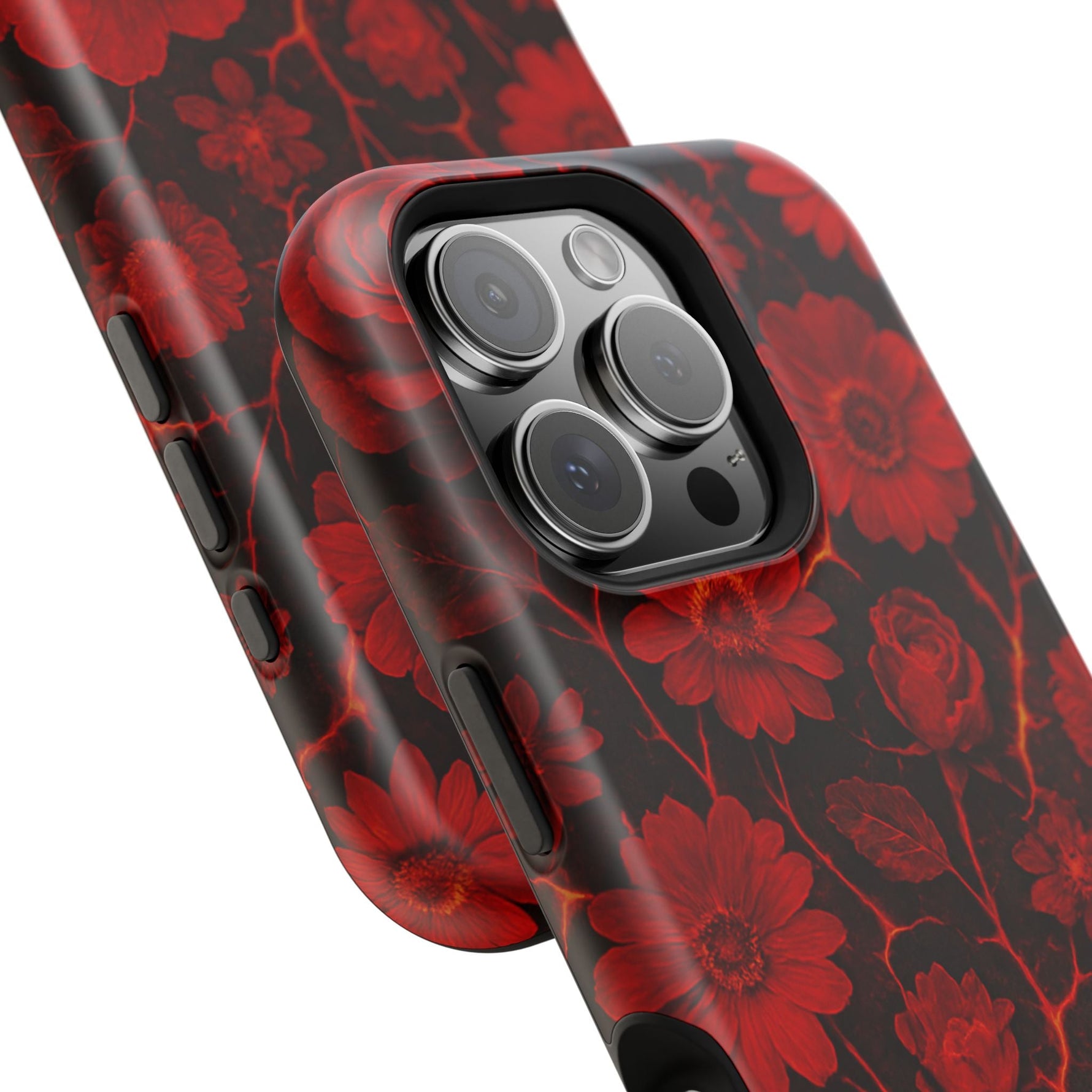 Melted Lava Dark Red Floral iPhone Case — MagSafe Compatible  Shamo's