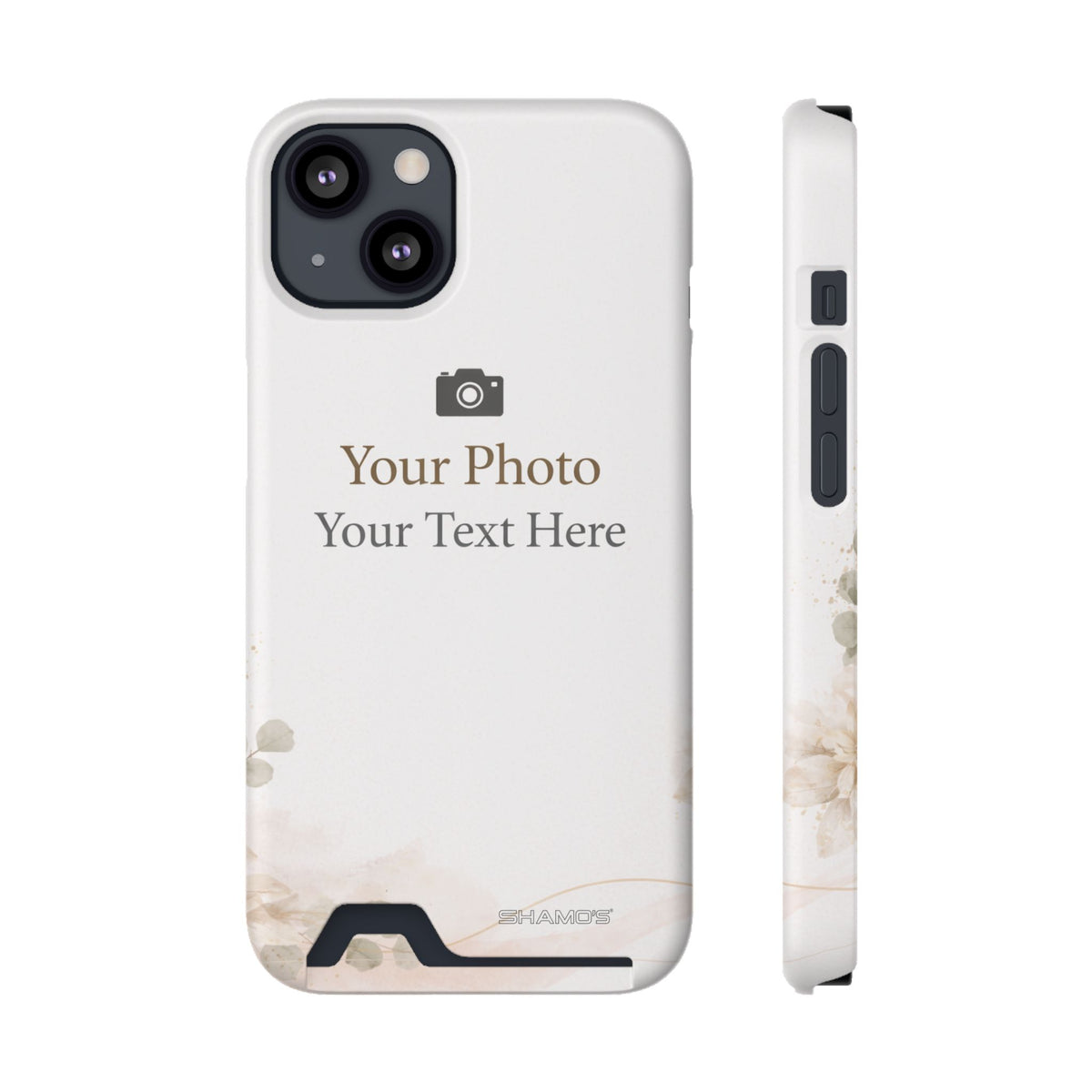 Funda para teléfono personalizable con tarjetero | Añade tu propia foto y texto