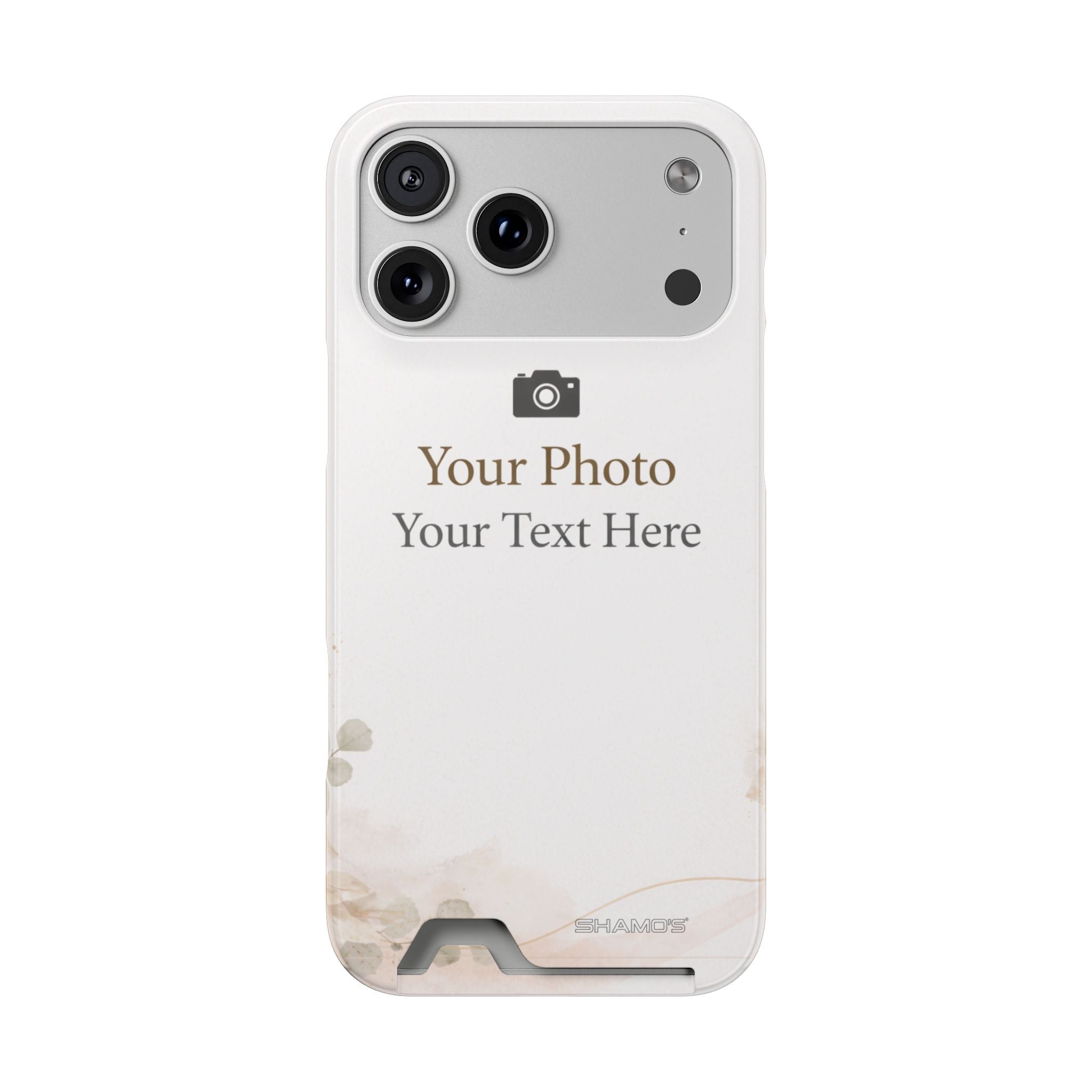 Funda para teléfono personalizable con tarjetero | Añade tu propia foto y texto