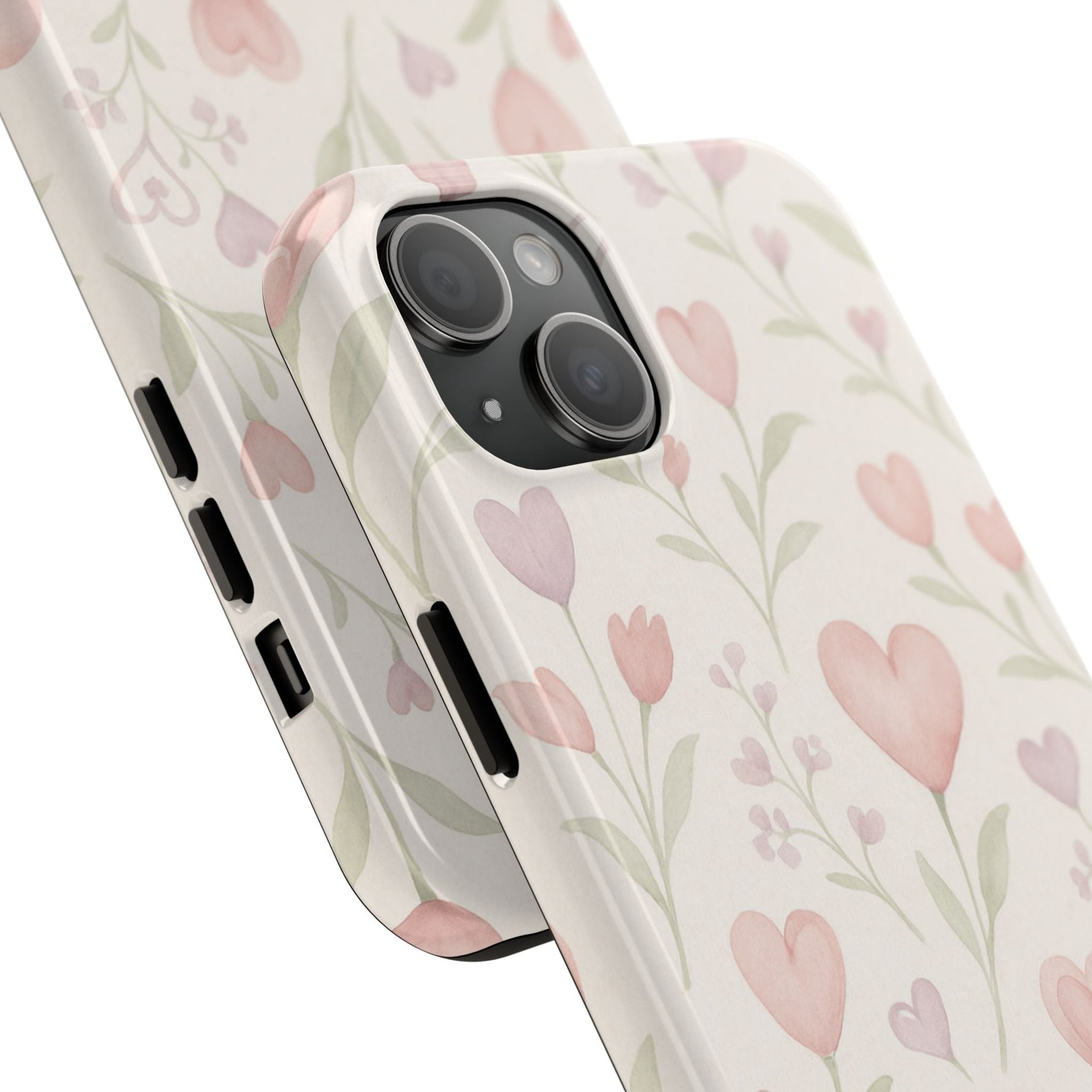 Pink Watercolor Heart Floral Pattern | Tough Impact Phone Case  Shamo's