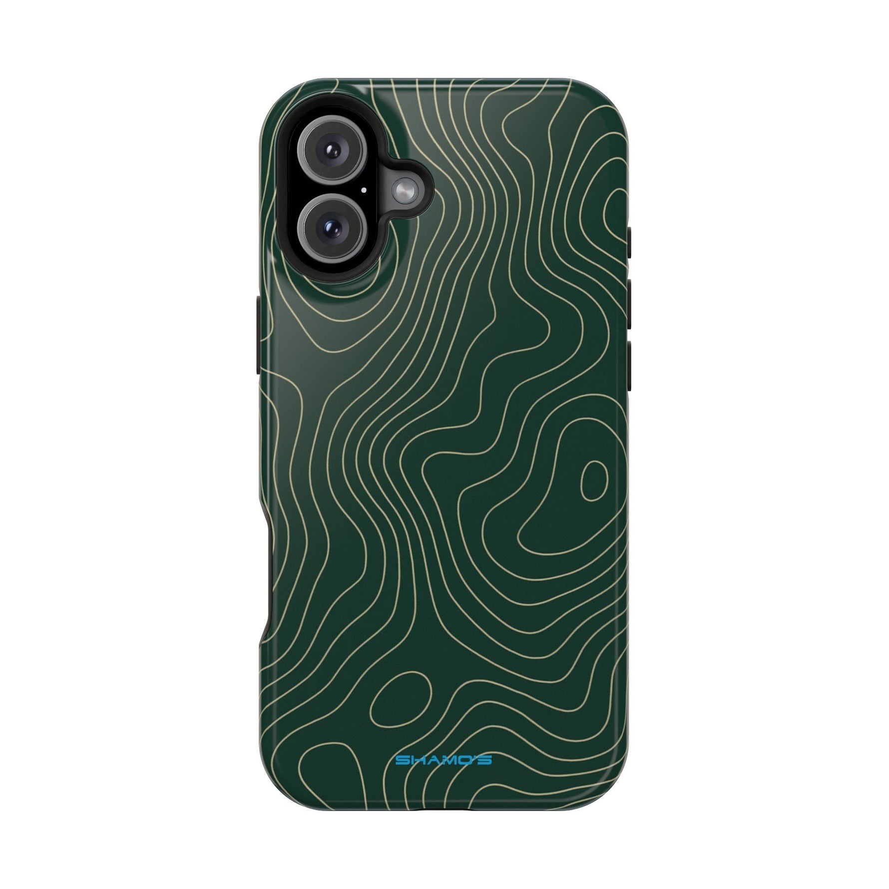 Topographic Green Magnetic Impact-Resistant iPhone Case | MagSafe compatible  Shamo's iPhone 16 Plus / Glossy