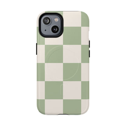 Sage Checkerboard Tough iPhone Case - Compatible with MagSafe