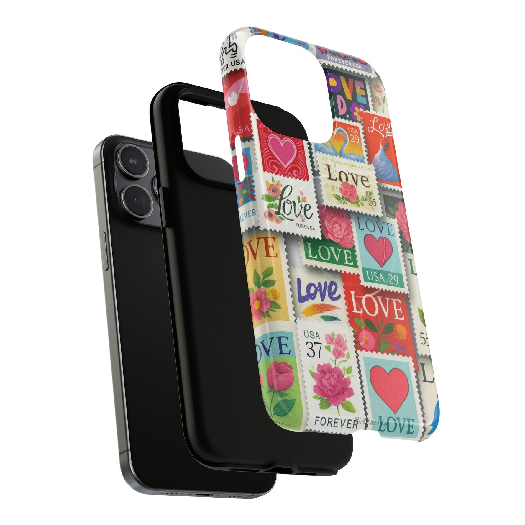 Vintage Romantic Love Stamp iPhone Case | Tough Protection + MagSafe