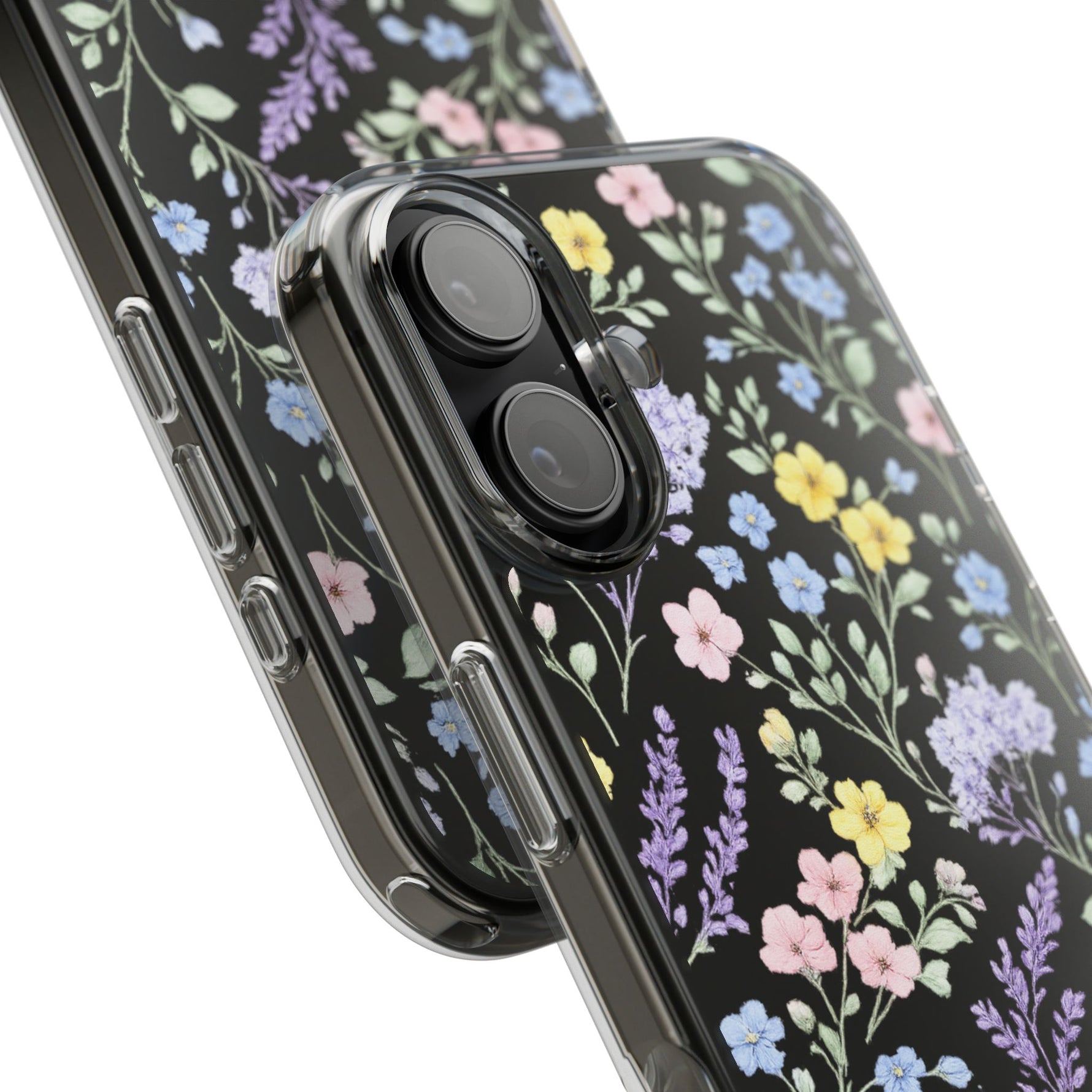 Clear Floral Impact-Resistant Phone Case — Pastel Wildflower Design