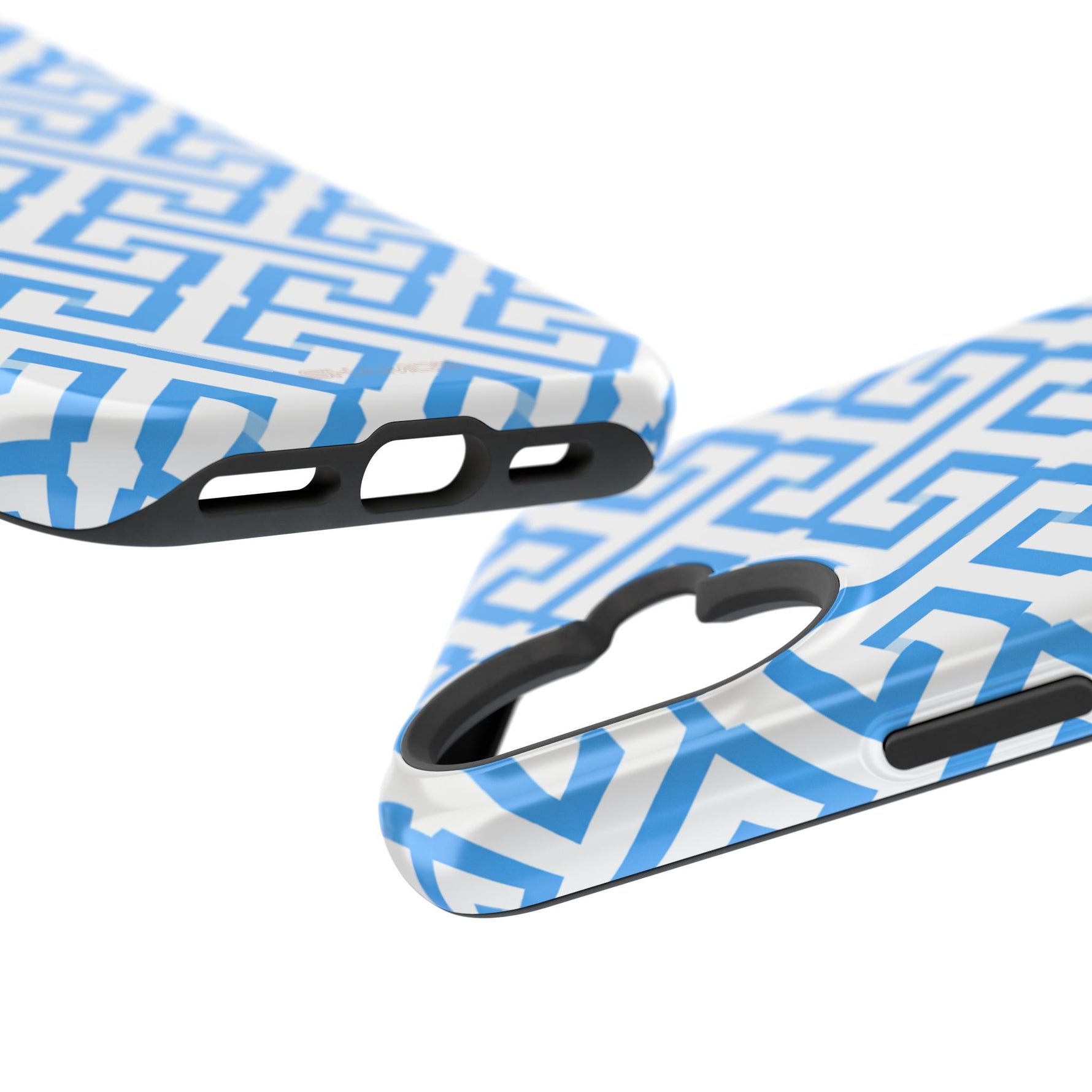 Preppy Blue Geometric MagSafe Compatible Impact Phone Case