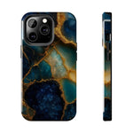 Blue Gold Agate Tough Phone Case Marble Stone Design  Shamo's iPhone 13 Pro