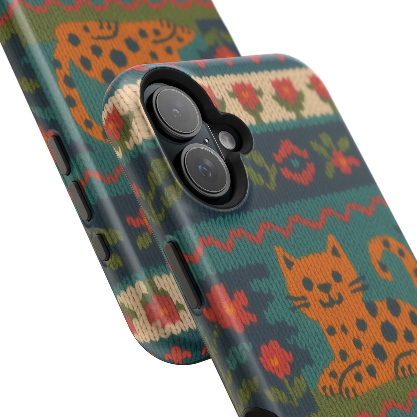 Cozy Knit Leopard Pattern Sweater Holiday Theme iPhone Case with MagSafe compatibility