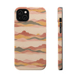 Sunset Trails – Desert Landscape MagSafe Phone Case, glossy iPhone 14 Plus, rear and side profile