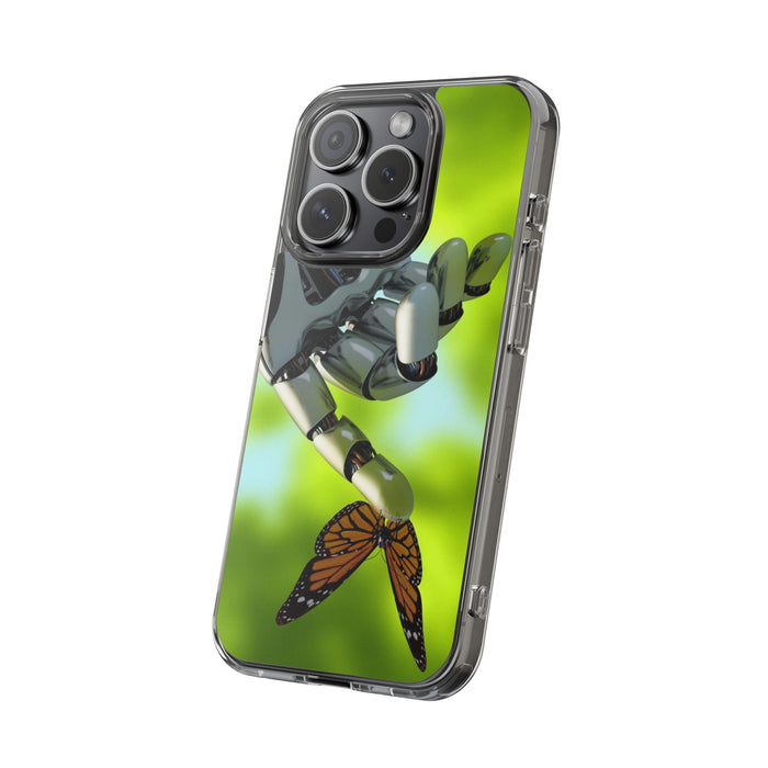 Clear Phone Cases with Robotic hand and Butterfly theme