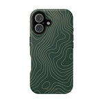 Topographic Green Magnetic Impact-Resistant iPhone Case | MagSafe compatible