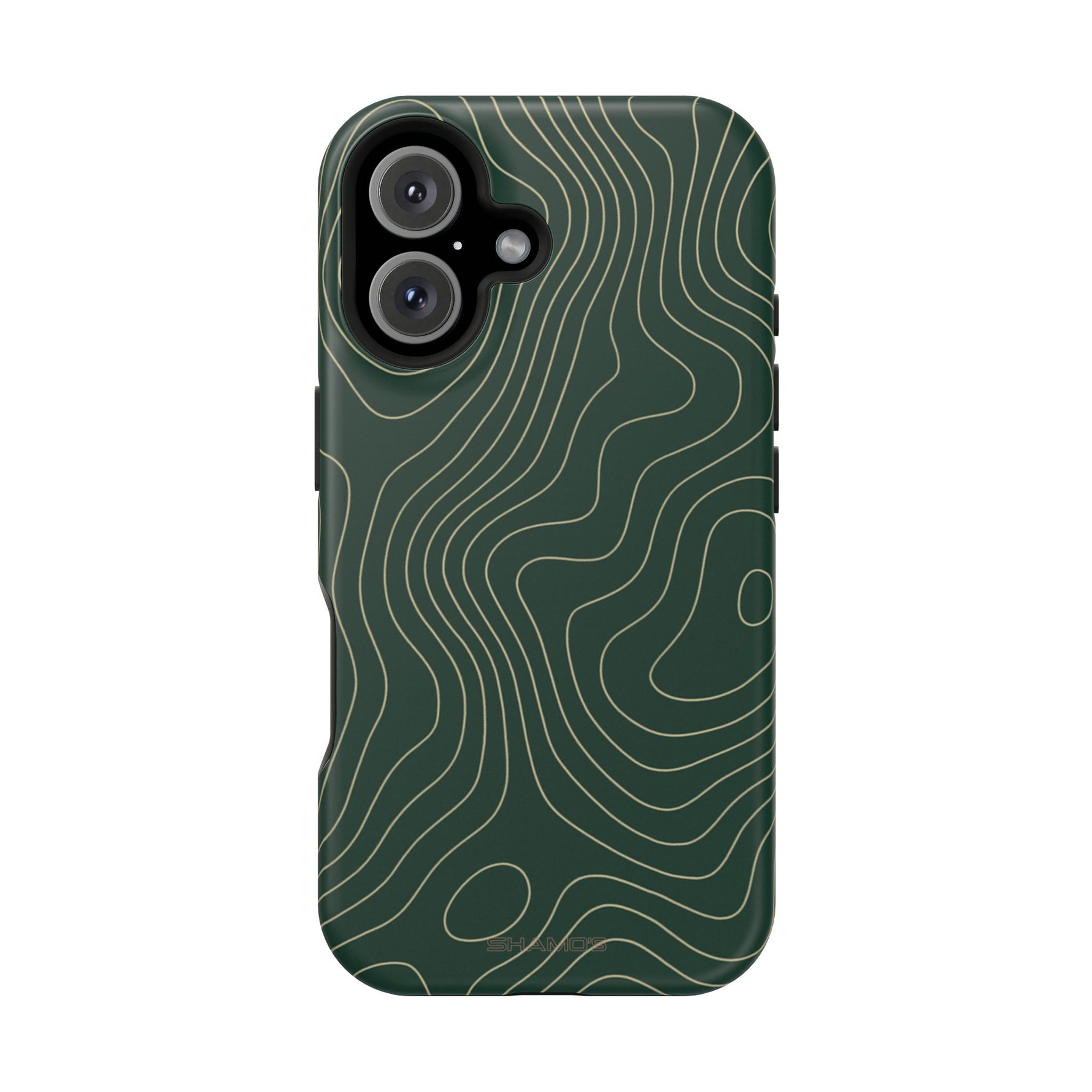 Topographic Green Magnetic Impact-Resistant iPhone Case | MagSafe compatible