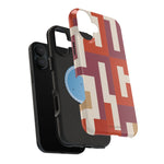 Retro Geometric Magnetic MagSafe Compatible Impact Phone Case — Bold Red & Terracotta Pattern