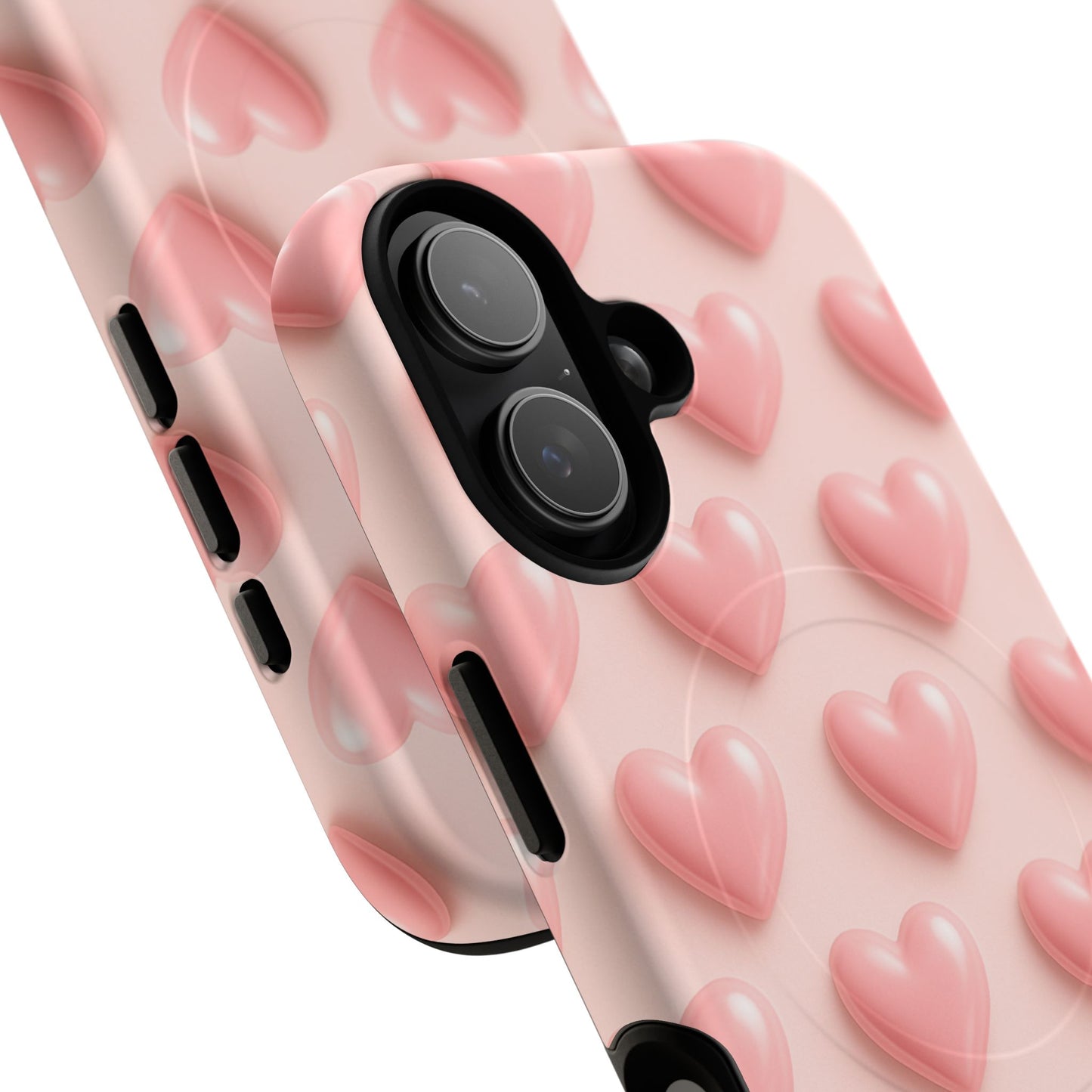Baby Pink Pearl Hearts 3D iPhone Case | MagSafe
