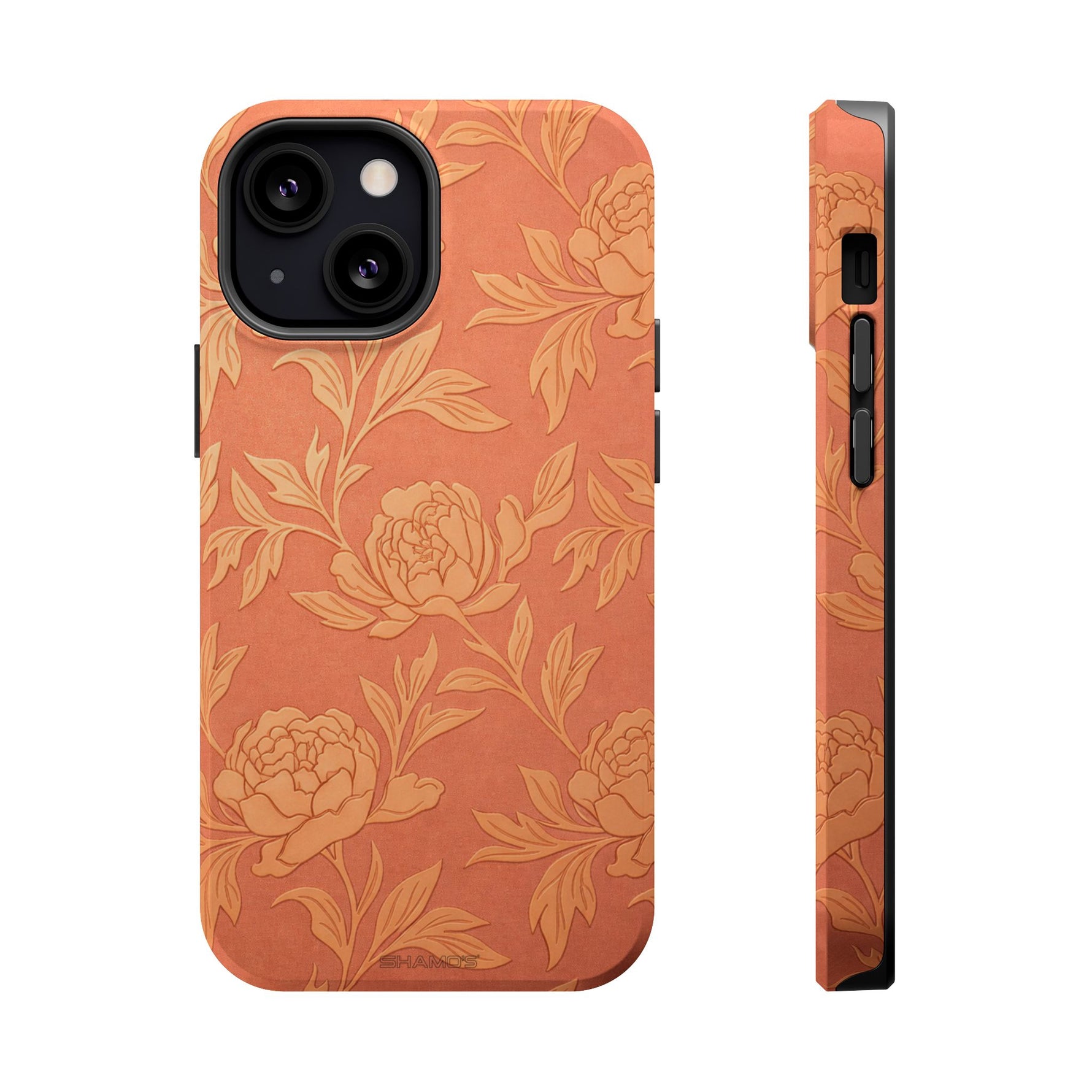 Floral Rose Gold Magnetic Impact-Resistant iPhone Case, MagSafe Compatible - iPhone 13 Mini / Glossy - Shamo's