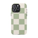 Sage Checkerboard Tough iPhone Case - Compatible with MagSafe - Shamo's