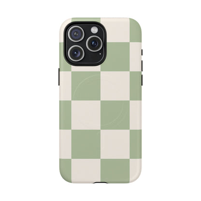 Sage Checkerboard Tough iPhone Case - Compatible with MagSafe