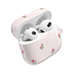 AirPod Case - Pink Striped Floral Rose Protective Cover
