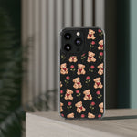 Romantic Teddy Bear Impact-Resistant Phone Case with Heart Design