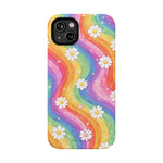 Funda de teléfono resistente a impactos con efecto cascada de colores Rainbow Daisy