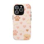 Pet Paw Pattern Phone Case — Pink Puppy Hearts & Bones with MagSafe - Shamo's