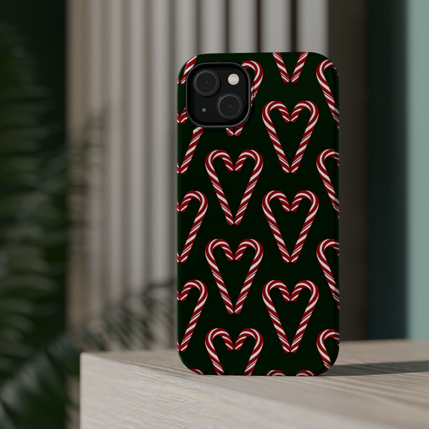 Candy Cane Heart MagSafe Impact-Resistant iPhone Case
