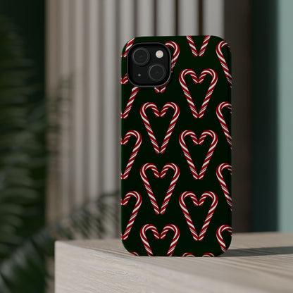 Candy Cane Heart MagSafe Impact-Resistant iPhone Case